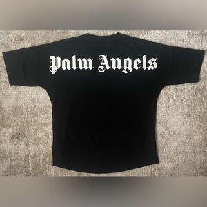 Palm Angels two-tone loose thick embroidered short sleeve tee - SIZE XL
